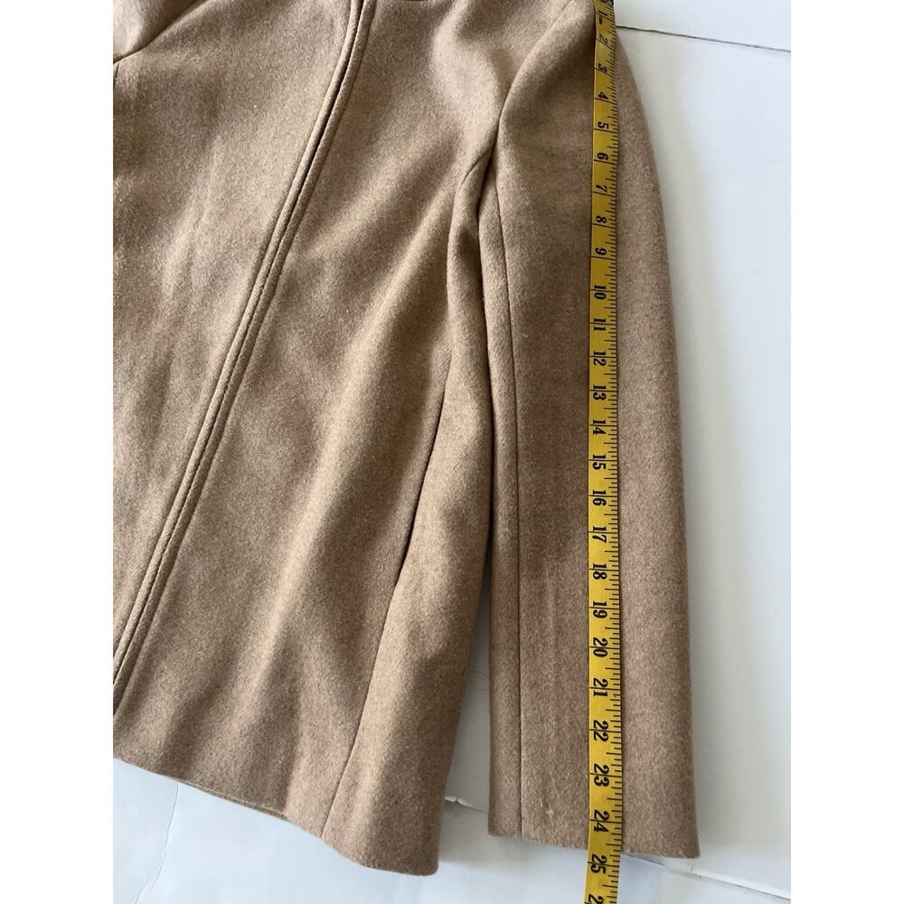 J Crew Village Coat Women 0 Tan Wool Blend Full Zip Mock Neck Lined Pockets - Picture 7 of 11